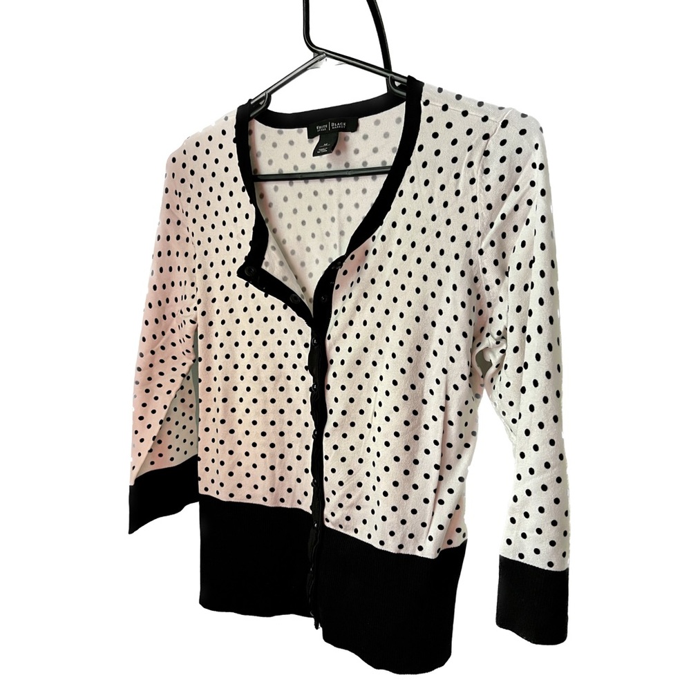 WHBM Adorable Charming Black and White Cardigan NWOT